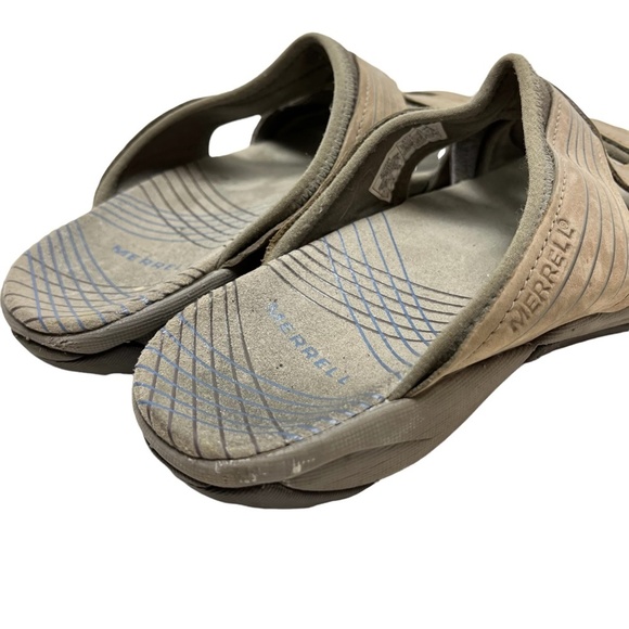 MERRELL BUNGEE Tan Genuine Leather Suede Slides Flip Flops Sandals Sporty sz 7 - Picture 5 of 16